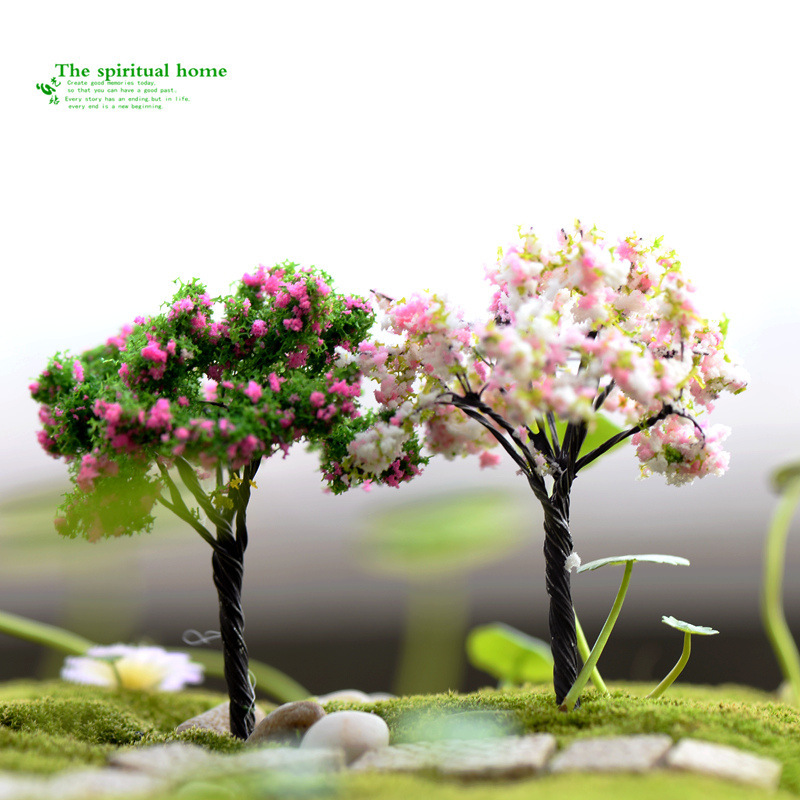 Micro Landscape Artificial Christmas Tree Artificial Flower Cherry Blossom Succulent Zakka Moss Landscaping Decoration Accessories Small Ornaments