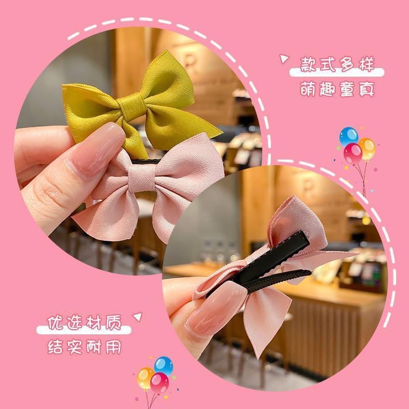 Children's Red Bow Hair Clip 2023 Internet Celebrity New Cute Imitation Exquisite Women's Summer Headwear Side Polyester Belt