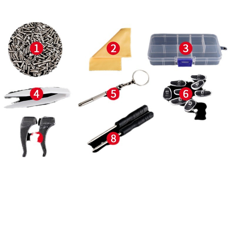 [30 sets of batches] glasses repair small screw frame leg screw silicone nose pad screwdriver accessories