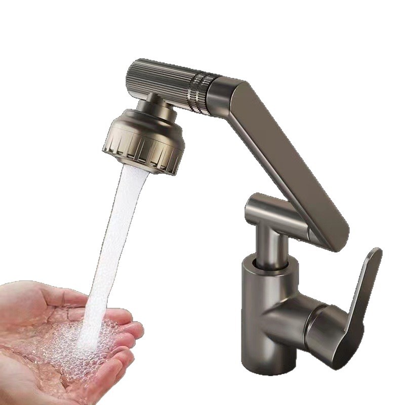 Lucky Cat Faucet Washbasin Kitchen Bathroom Hot and Cold Household Basin Washbasin Faucet Mechanical Arm