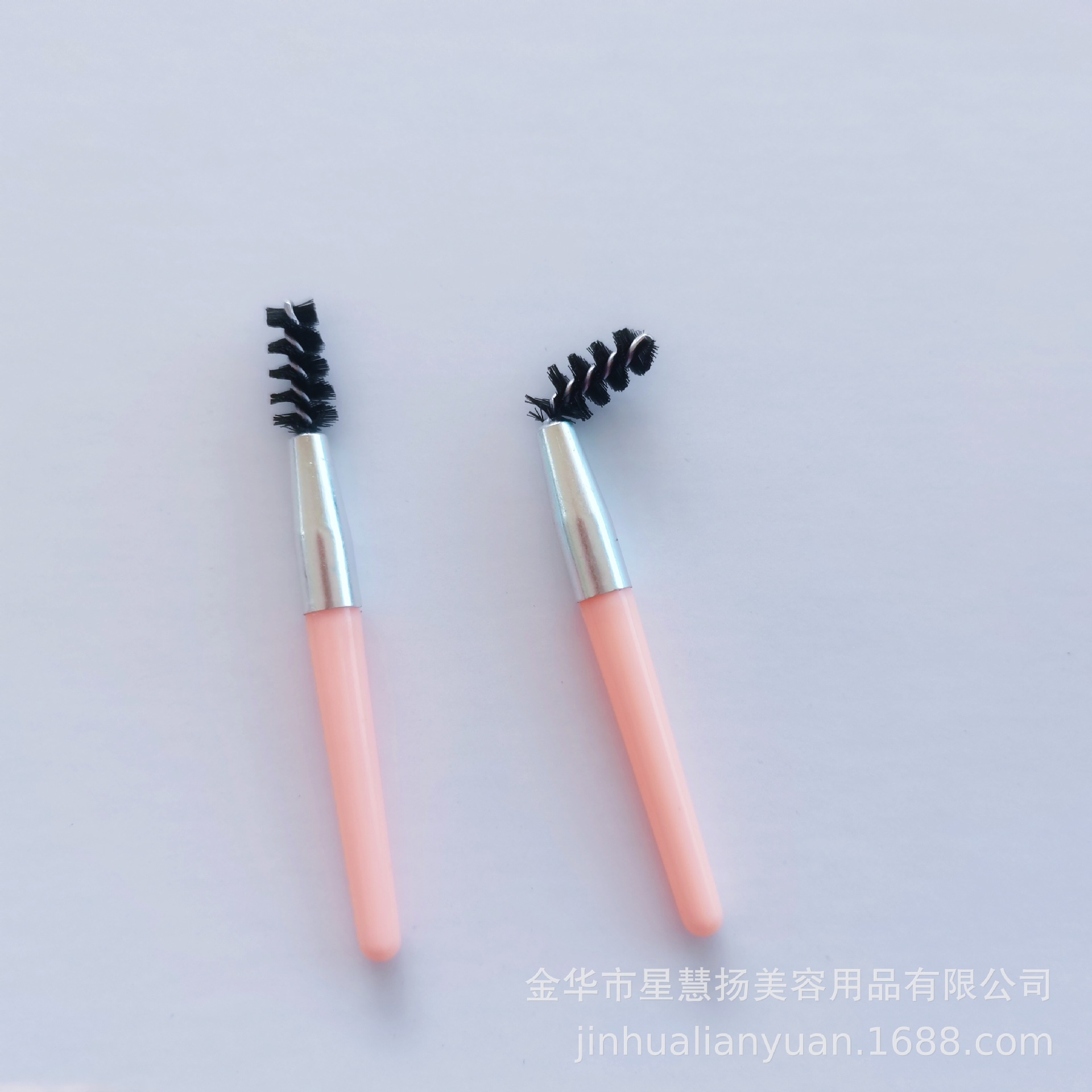 Pink makeup brush solid short handle silver aluminum portable eyelash brush eyebrow brush eyelash grafting tool factory direct batch