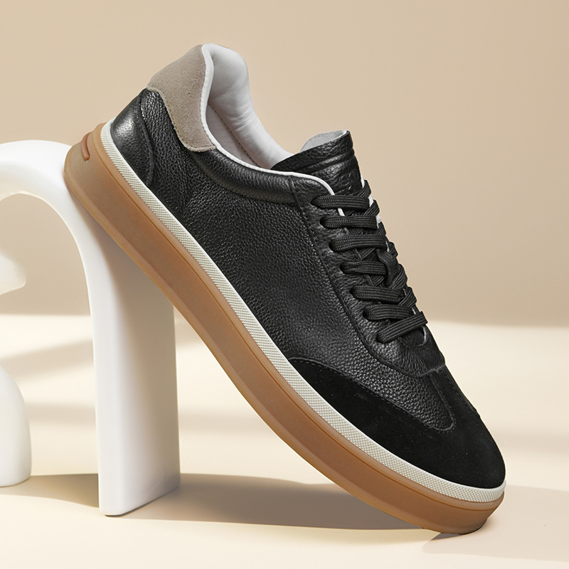 Men's casual sneaker 2024 new thick-soled small white shoes versatile training shoes tennis shoes leather skate shoes