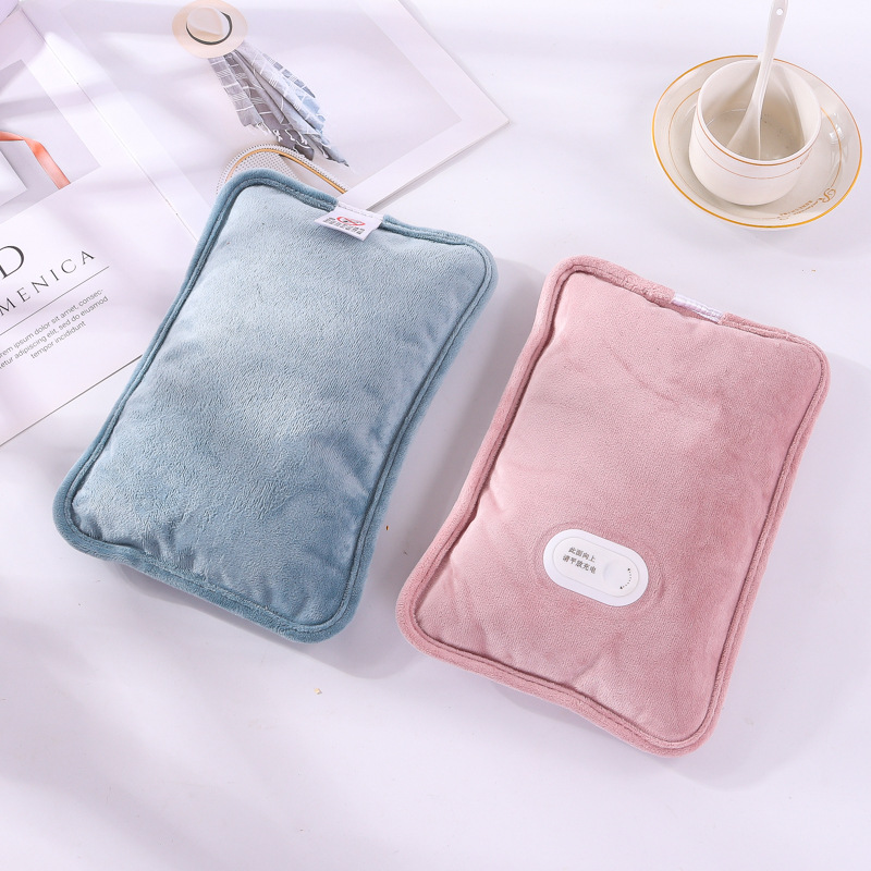 Manufacturer Customized Rechargeable Explosion-Proof Flannel Hot Water Bottle, Pure Color Cute Water-Filled Heating Plush Hand Warmer in Winter