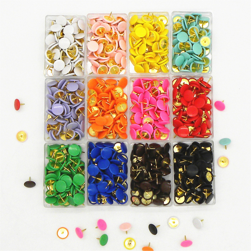Manufacturer Wholesale Color Plastic-Coated Thumbtacks Office Stationery Cork Board Thumbtacks Flat Head Thumbtacks Art Painting Thumbtacks