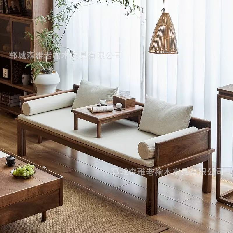 New Chinese-style Luohan Bed Push-pull Bed Home Stay Solid Wood Sofa Bed Old Elm Small Apartment Luohan Chair Solid Wood Beauty Bed