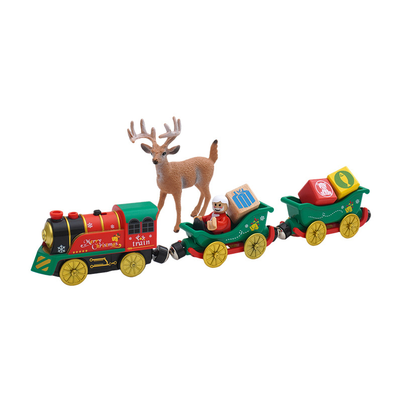 Amazon Xiyin temu track set scene children's electric train toy Christmas music theme suit