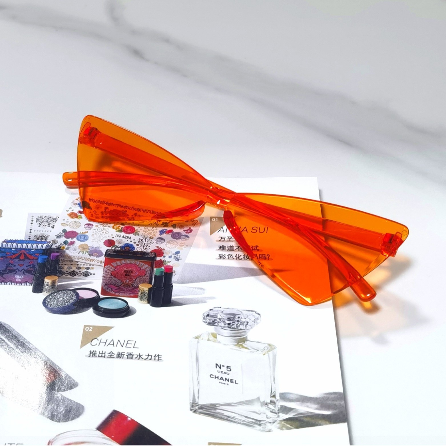 (Special) Heart-Shaped Glasses Factory Candy Jelly Color Heart Glasses Personalized European and American Sunglasses for Men and Women Peach Heart