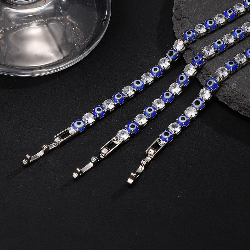 Wind Devil's Eye 4mm Zircon Bracelet Men's and Women's European and American Hip Hop New INS Single Layer Full Diamond Hand Ornaments Explosions Wholesale
