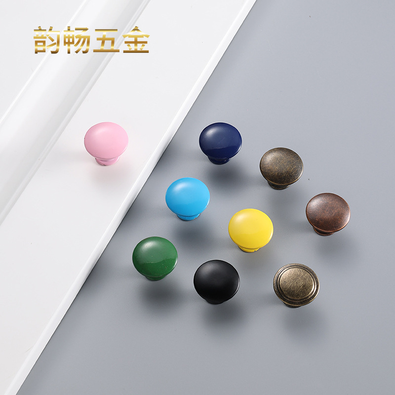 Cross-border colorful drawer handle alloy retro round handle home clothing cabinet door handle button handle single hole