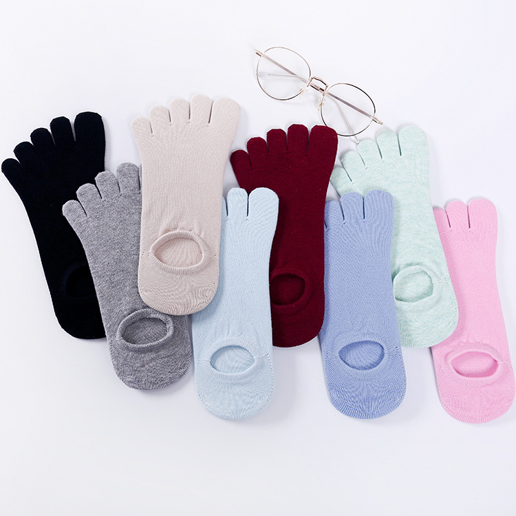 Five-Toe Socks, Toe Socks, Split-Toe Socks, Solid Color Short Socks, Sweat-Absorbent, Breathable, Versatile Business Cotton Socks, Autumn and Winter Style for Women