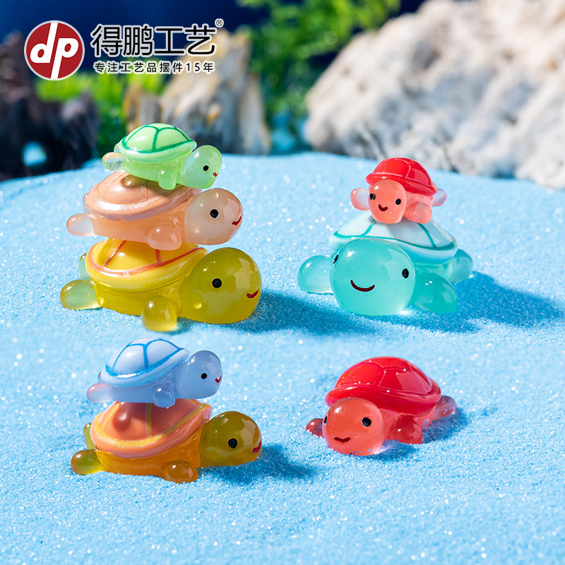 TikTok Online Celebrous Luminous Little Turtle Micro Landscape Creative DIY Decorations Accessories Turtle Mini Resin Small Ornaments
