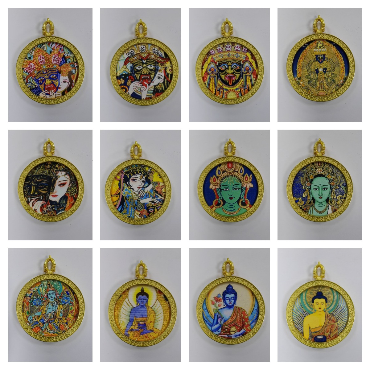 Ручная роспись золотая круглая золотая Тханка кулон Тханка живопись Хизанг ожерелье лиса Закилам Богатства Чжао Гунмин