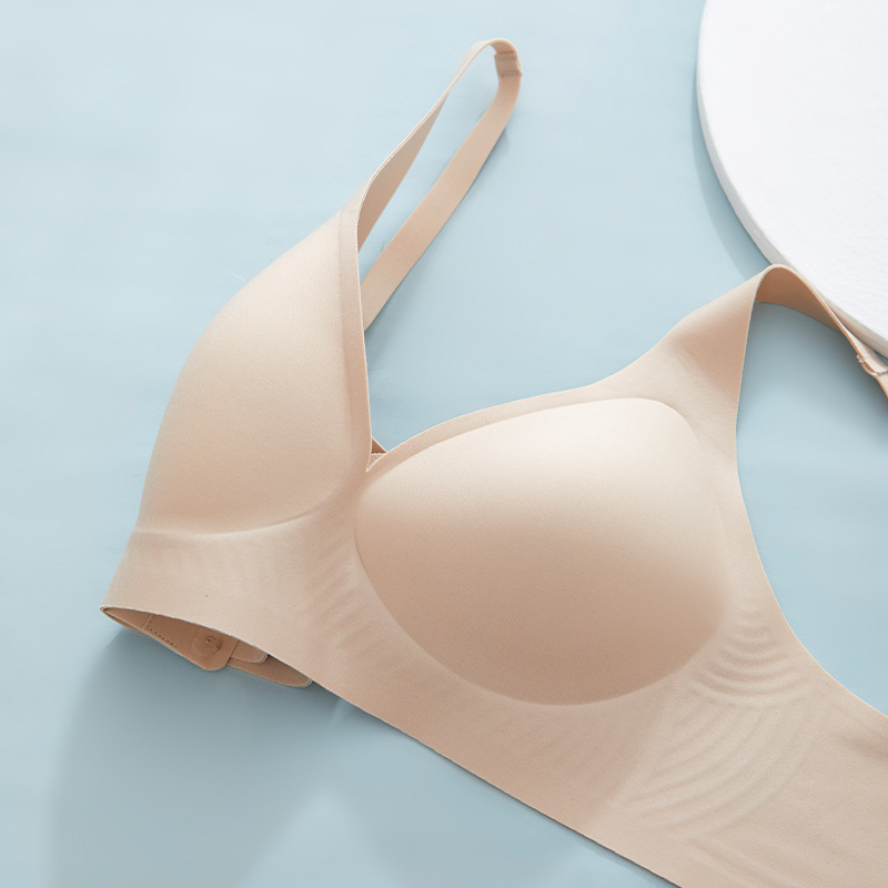 Seamless Jelly Strip Push-Up Women's Summer Nude Underwear Without Rims to Shrink Secondary Breasts, Prevent Sagging, Make Big Breasts Smaller and Shape Them