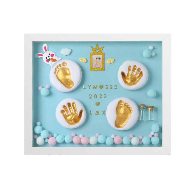 Baby hand footprints children hand and foot inkpad baby newborn 100 days diy year old commemorative full moon inkpad photo frame