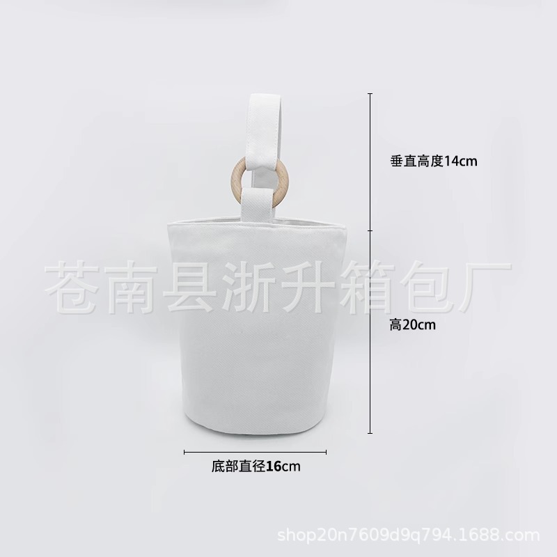 Manufacturer Customized Twill Full-Print Printed Ring Bucket Bag Hand-Carrying Canvas Women's Portable Lunch Bag Work Storage Bag