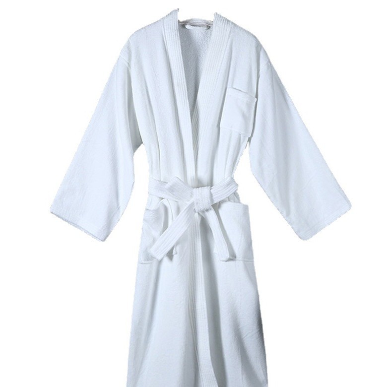 Hotel Cotton Cut Velvet Towel Bathrobe for Men and Women Thickeneded Pure Cotton Soft Absorbent Mid-Length Nightgown