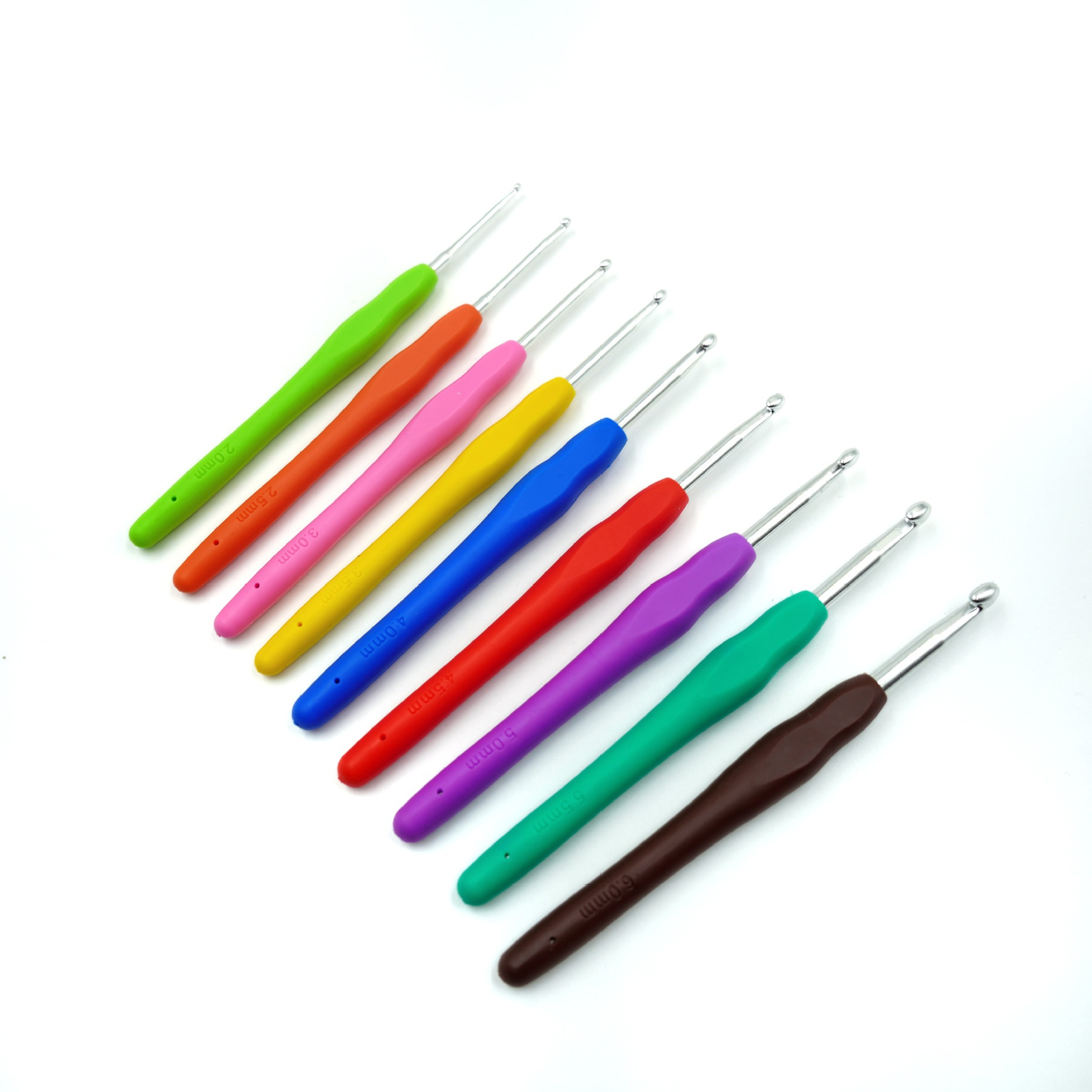 Hand Knitted Rainbow Soft Handle Crochet Hook Tpr Soft Handle Crochet Hook Solid Soft Handle Aluminum Crochet Hook Set Wool Needle