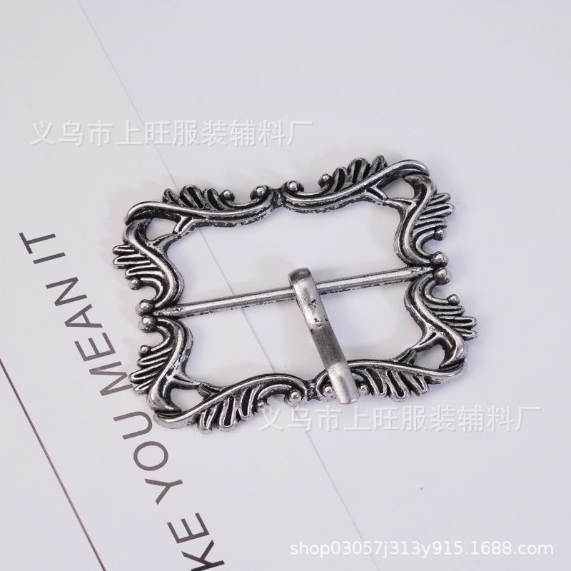 Retro distressed belt buckle zinc alloy belt buckle pattern three-gear buckle love feather Japanese buckle luggage decorative buckle