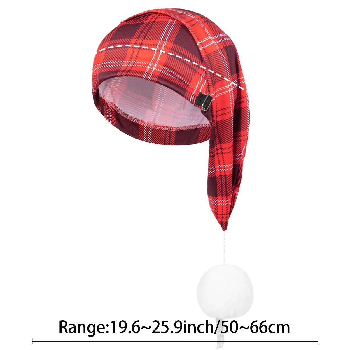 Cross-border hot sale European and American Christmas party supplies adjustable ball tassel long nightcap men's plaid hair cap