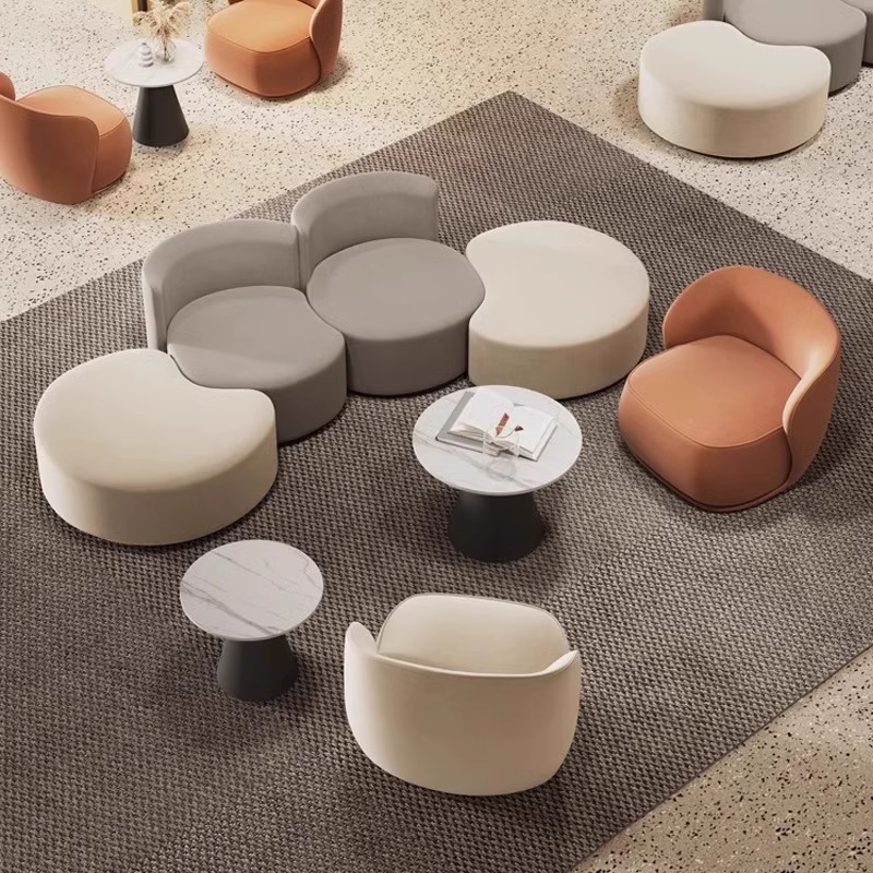 Nordic Creative Cafe Leisure Sofa Combination Dining Table and Chair Hotel Beauty Salon Milk Tea Shop Rest Card Seat Sofa