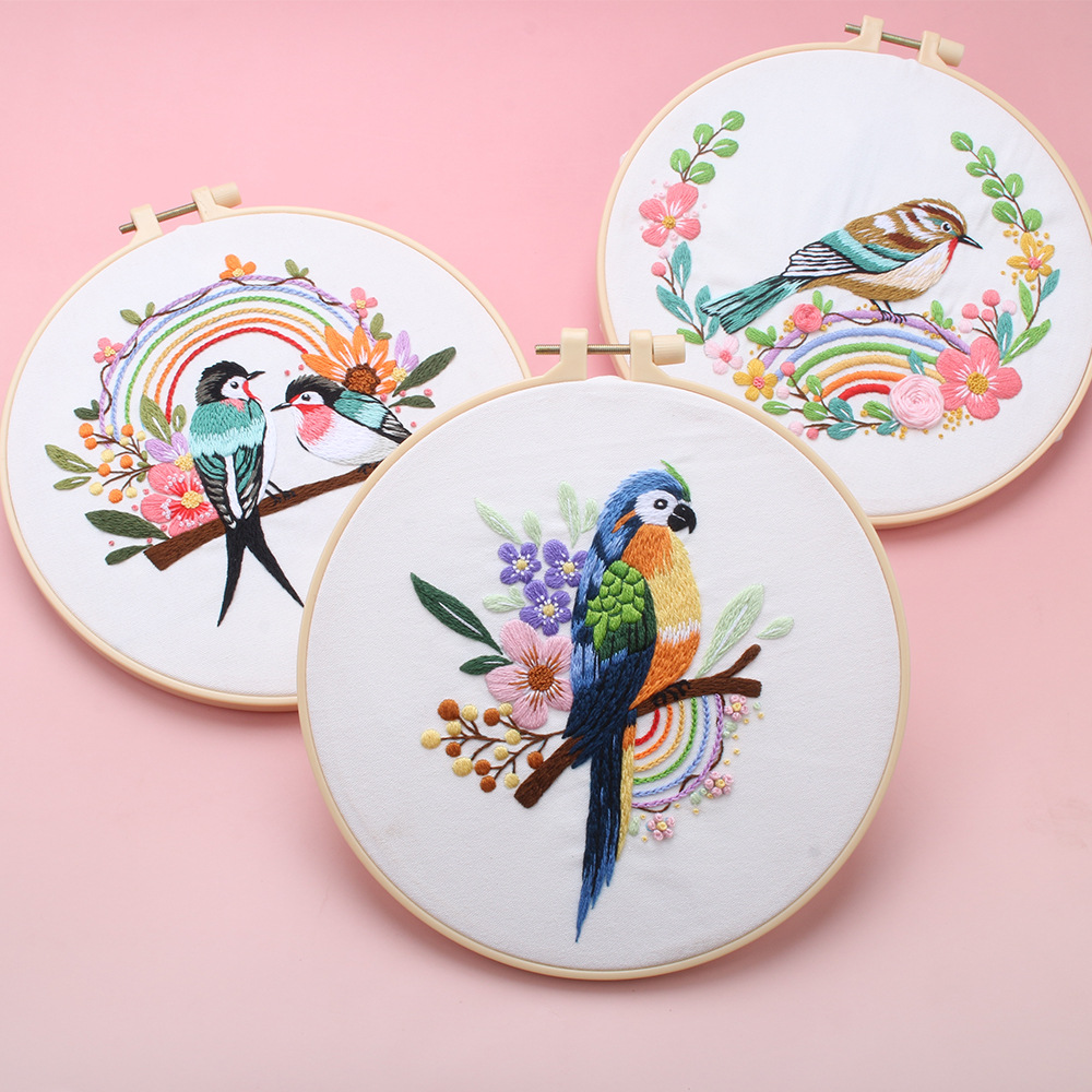 Заводской набор материалов для ручной вышивки китайский стиль цветы, птицы, деревья и сливы набор для вышивки кросс-бордерный английский