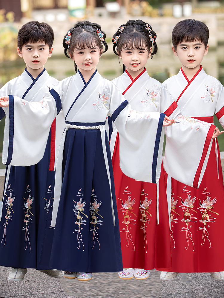 Ханьфу для мальчика, костюм в китайском стиле для ученика начальной школы, древний костюм для девочки, костюм для открытия церемонии, детский костюм для китайской школы