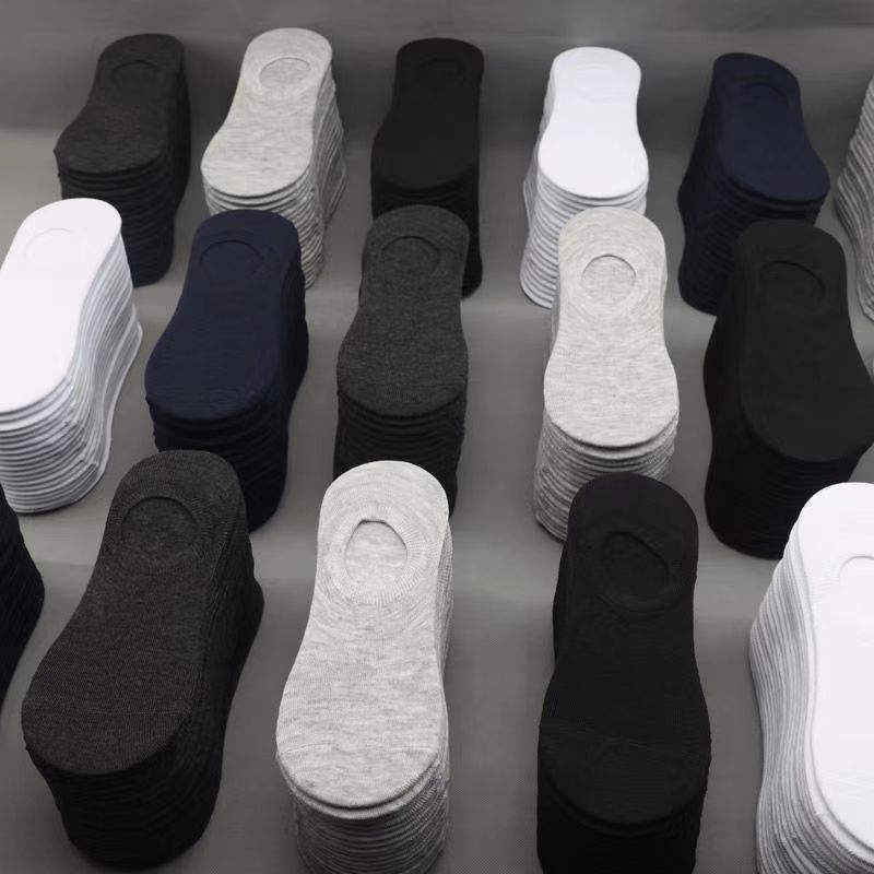Summer thin black and white gray solid color all-match men's and women's socks shallow mouth low-top invisible socks disposable day throw socks tide