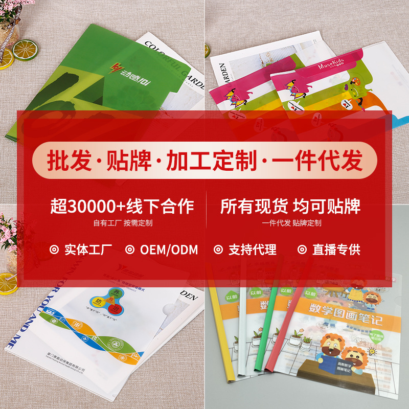 Amazon Cross-Border L-Shaped Folder Custom Pp File Bag Card Book Custom File Protection Cover Student Information Bag