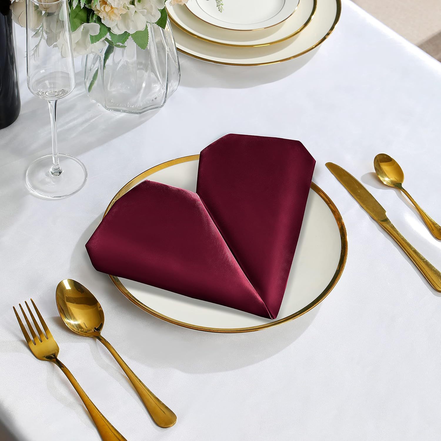Satin Mouth Cloth Satin Napkin Folded Napkin Cup Flower Hair Wipe Hotel Solid Color Wipe Glass Cloth Red Wine Absorbent Napkin