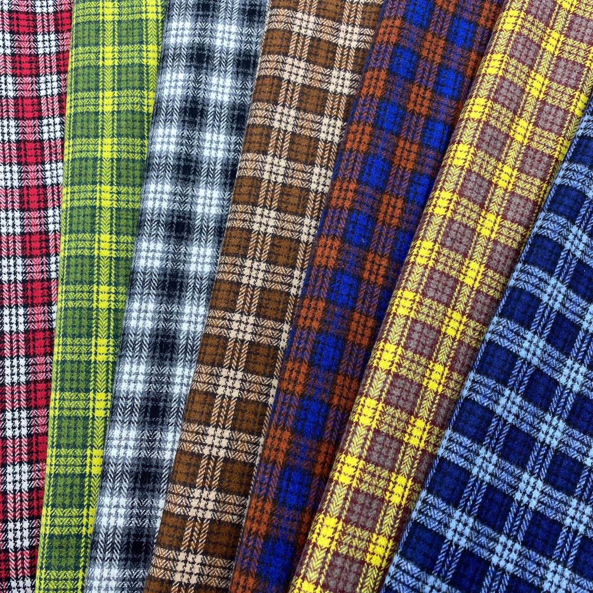 Woolen Fabric Spring and Autumn Vintage Thin Tartan Flannel Fabric