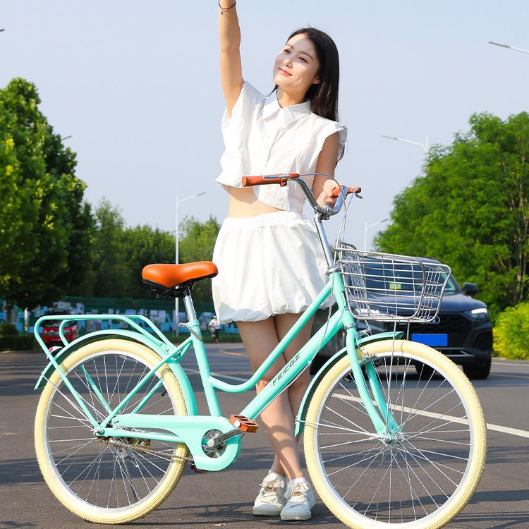 24 Inch Women's Retro Bicycle Adult Light Bicycle Student Variable Speed Scooter Lady Commuter Bicycle