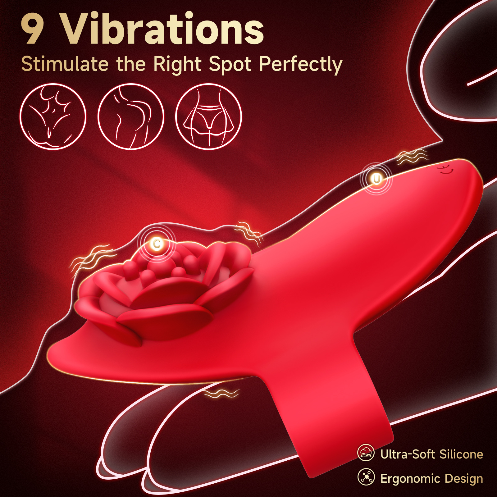 Amazon New Rose Finger Coat Adult Sexy Vibration Flirting Wear Couple Tease Jumping Egg Masturbator