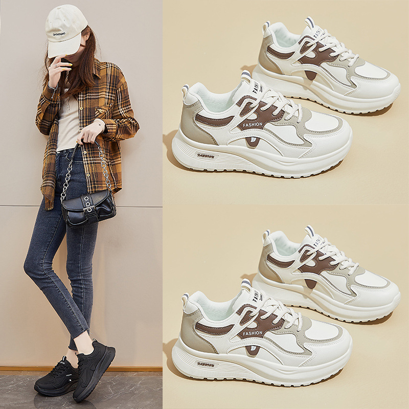 Ins K-Style New Dad Shoes for Women 2025 Spring Student Running Sports Thick Sole Heightening Casual Shoes Q103-1