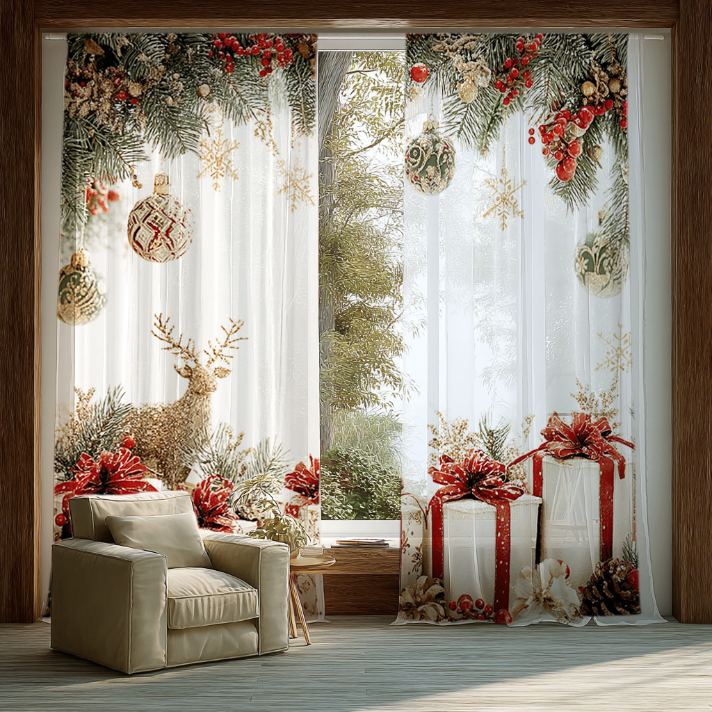 Support Jit Delivery, Cross-Border Exclusive Factory Direct Sales, Digital Printing Processing, New Christmas Curtains and Screens