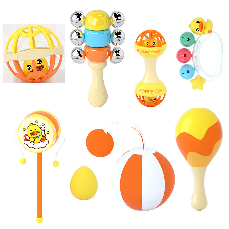 Hand-held Sand Hammer Baby Toy 0-1-year-old Puzzle Early Education Newborn Rattle Drum Chasing Audio-visual Grasping Training