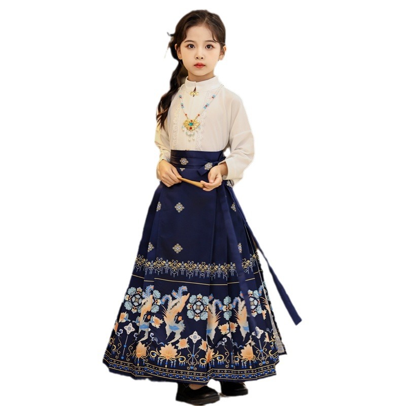 Chinese Style Girl's Ancient Suit Horse-faced Skirt Set Little Girl's Thin Hanfu Skirt Summer Children's Clothing Ming Style Tang Suit