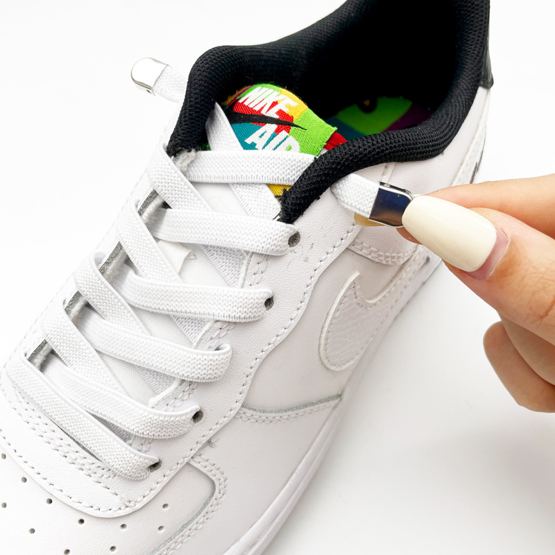 Small white shoes tie-free flat buckle elastic band men's and women's fixed shoelaces wholesale lazy people tie-free children's shoelaces