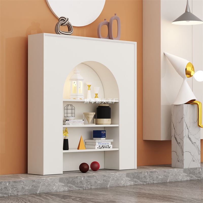 French-Style Living Room Fireplace Live Broadcast Room Decorative Cabinet Nordic White Display Entryway Cabinet American-Style Storage Rack Simple