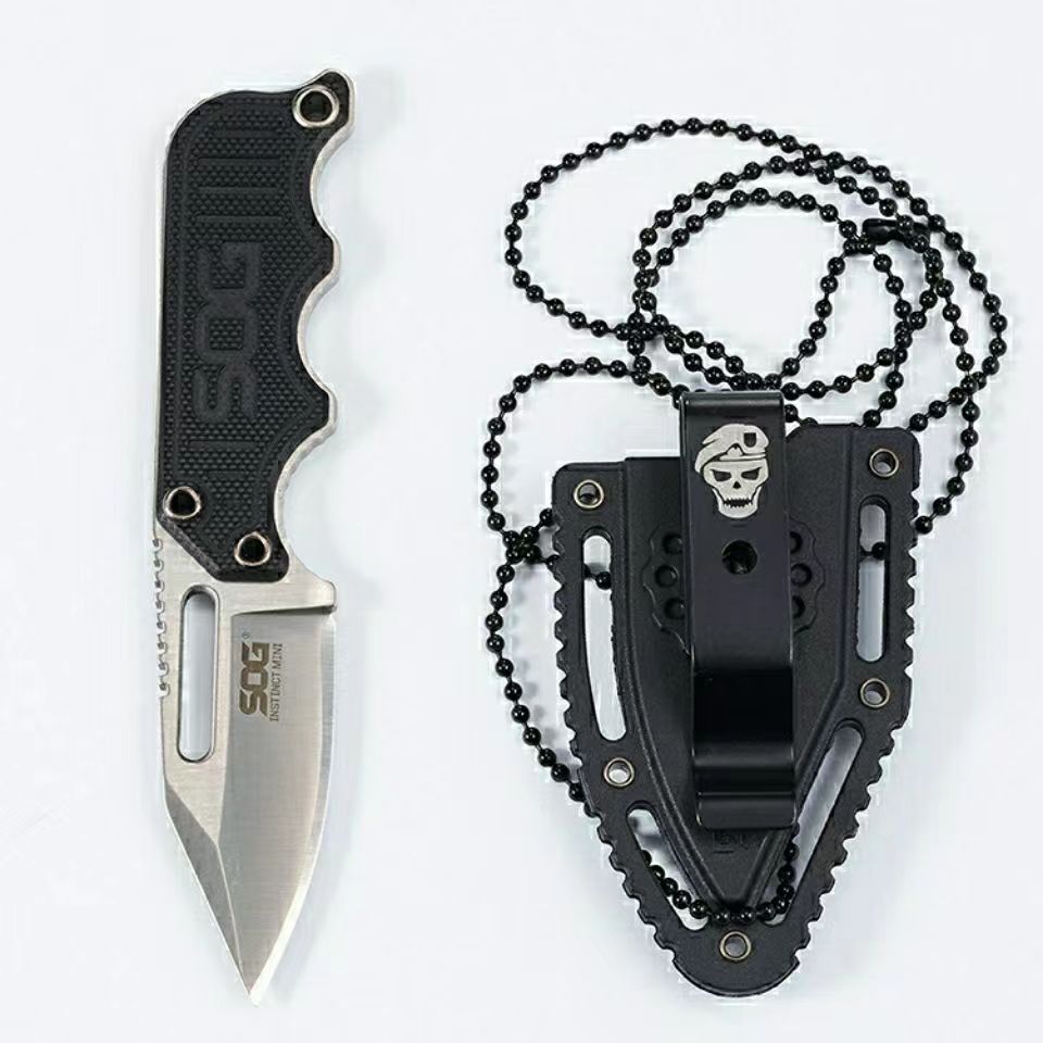 Outdoor knife mini self-defense small straight knife EDC portable camping necklace knife SOG SOG small Army knife