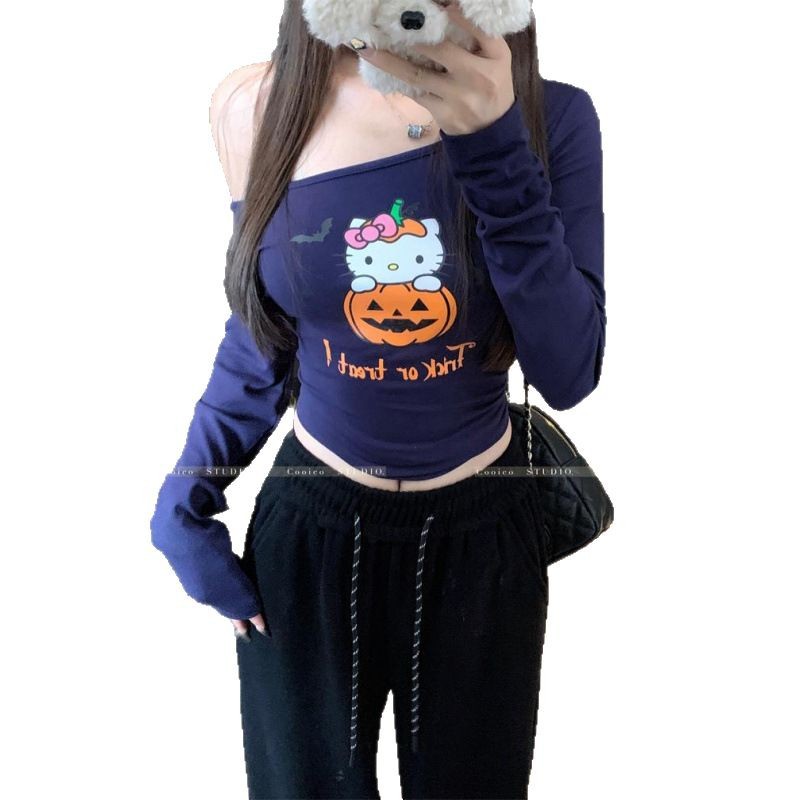 2025 Printed Crossed Shoulder Tee Crewneck fleece-lined Sweatshirt