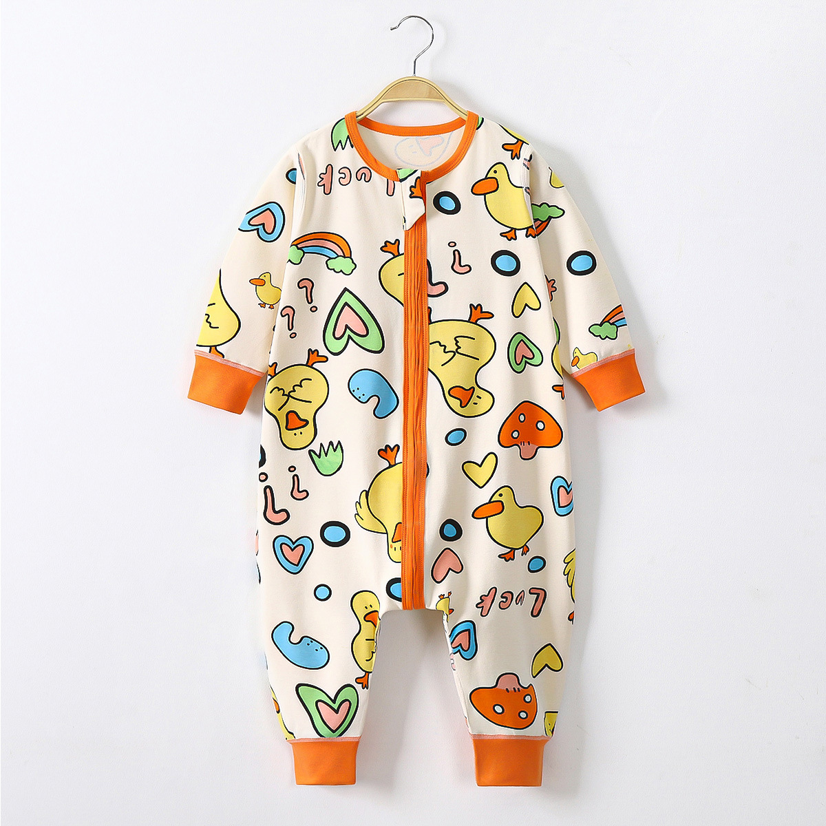 Cotton Children's Sleeping Bag Four Seasons Baby's Siaman Pajamas Baby's Leg-Split Home Clothes Three-Head Zipper Anti-Kick Nightgown