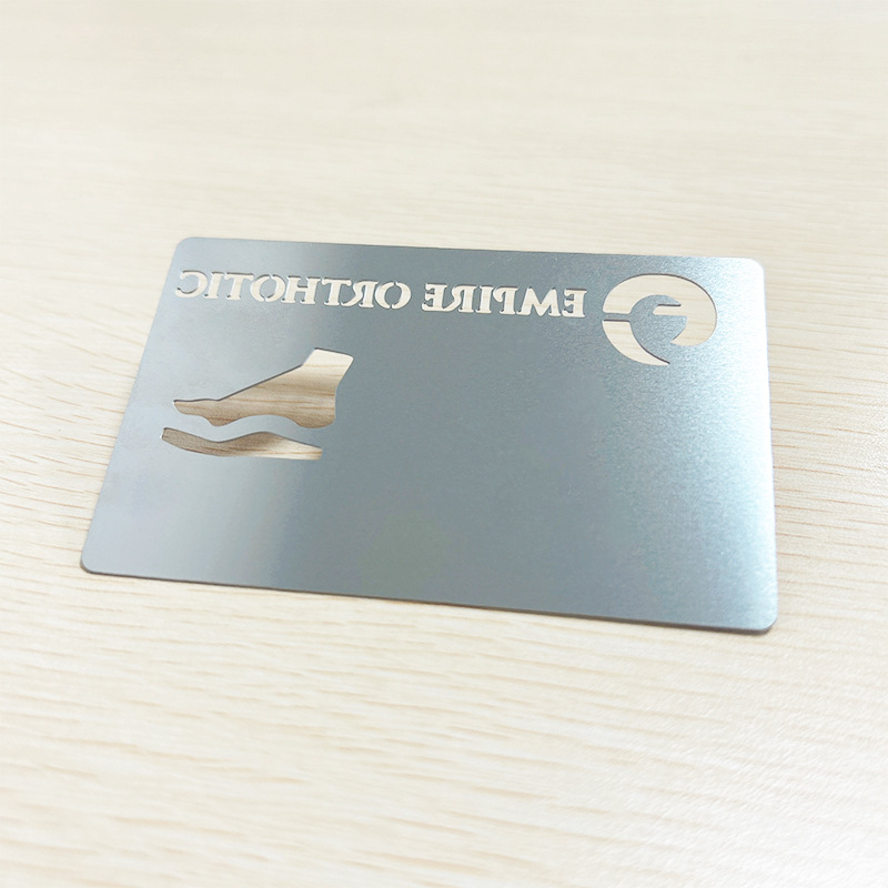 Stainless Steel Silver Card Business Card Employee Card Hotel Work Card Metal Badge Cut Out Logo Production According to Drawing