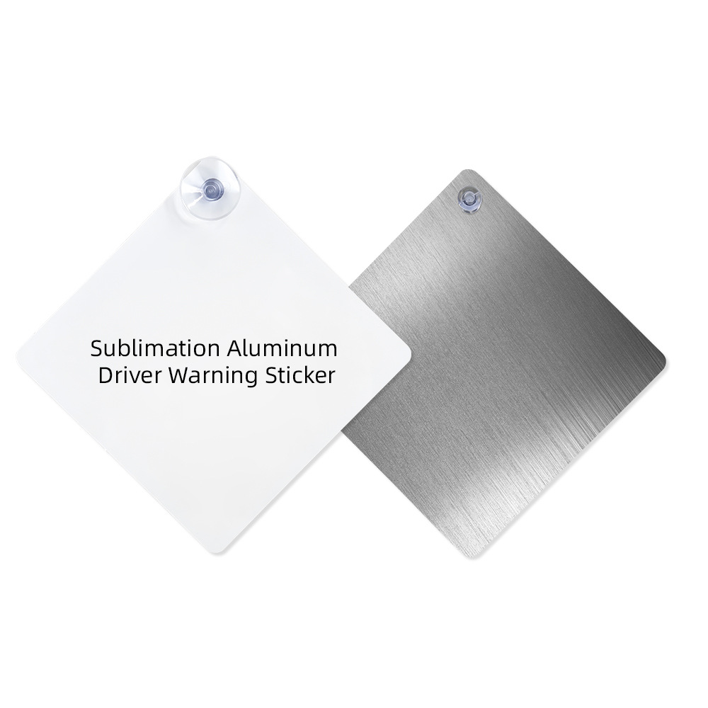 Cross-border hot sale heat transfer aluminum plate car interior identification plate DIY suction cup car sticker warning plate sublimation blank aluminum plate