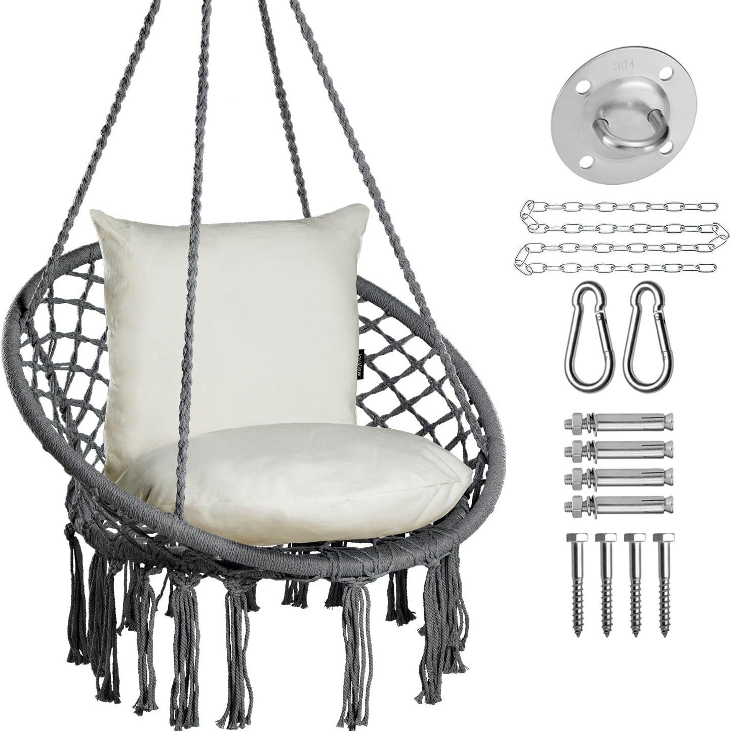 Tassel Hanging Chair Internet Popular Ins Hanging Basket Indoor Balcony Leisure Lazy Person Rocking Chair Cotton Rope Hanging Household Swing Chair