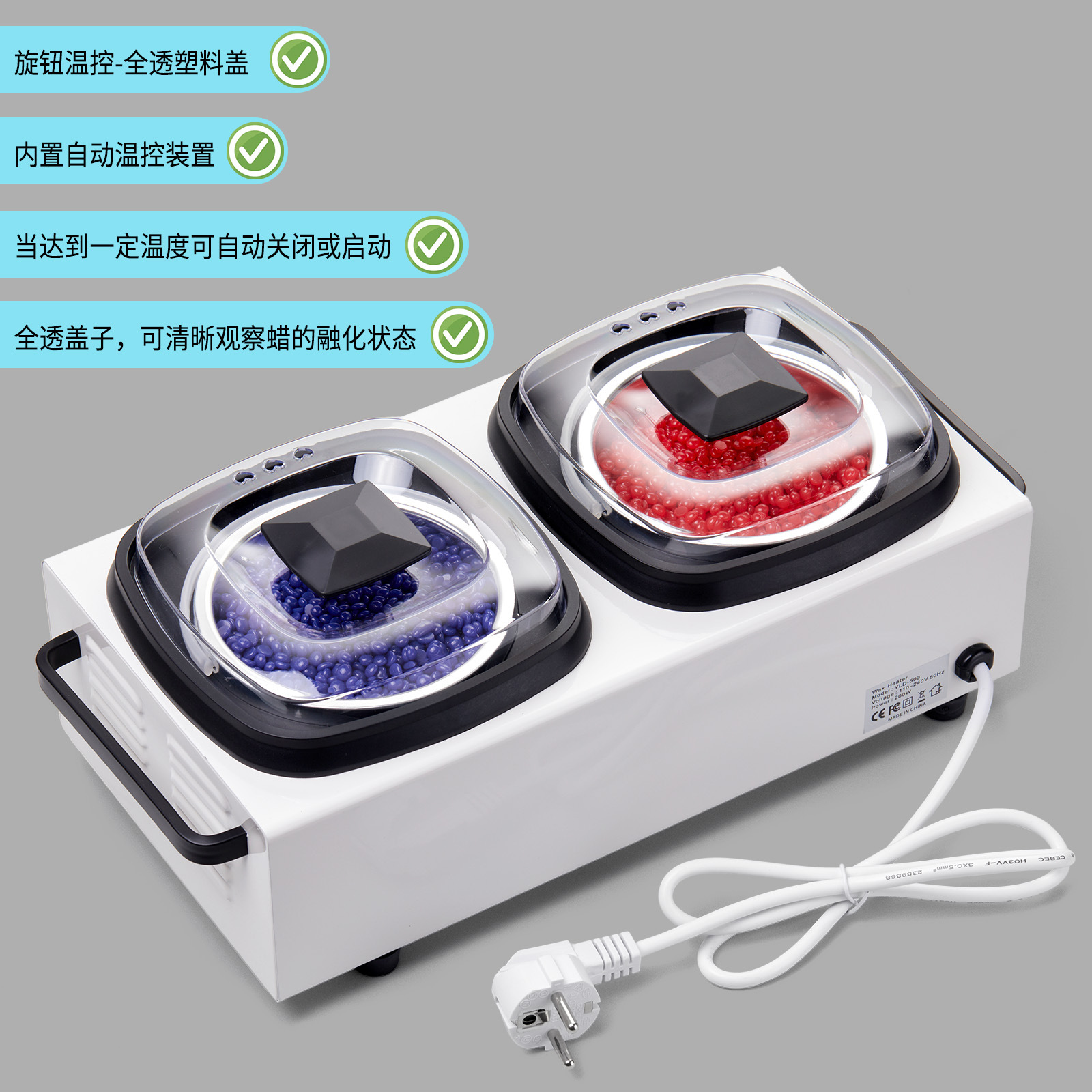 2024 New Double Furnace Hair Removal Wax Melting Machine Beeswax Bean Wax Melting Machine Wax Therapy Machine Panamera Hand Care Wax Pot