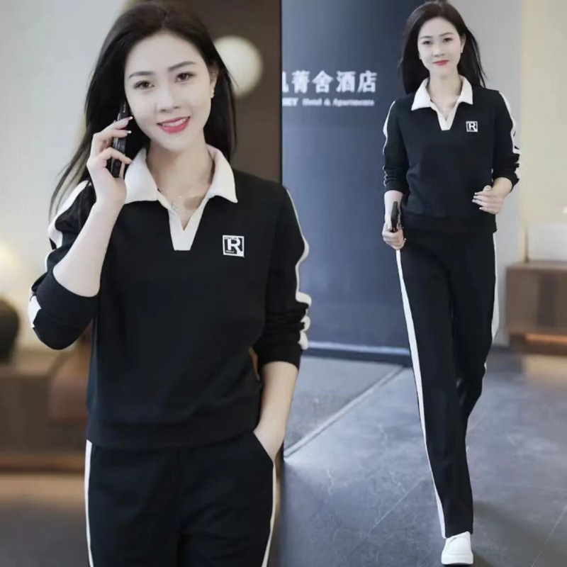 Tide brand casual suit ladies 2023 new spring and autumn temperament fashion western style explosions age-reducing sportswear two-piece set