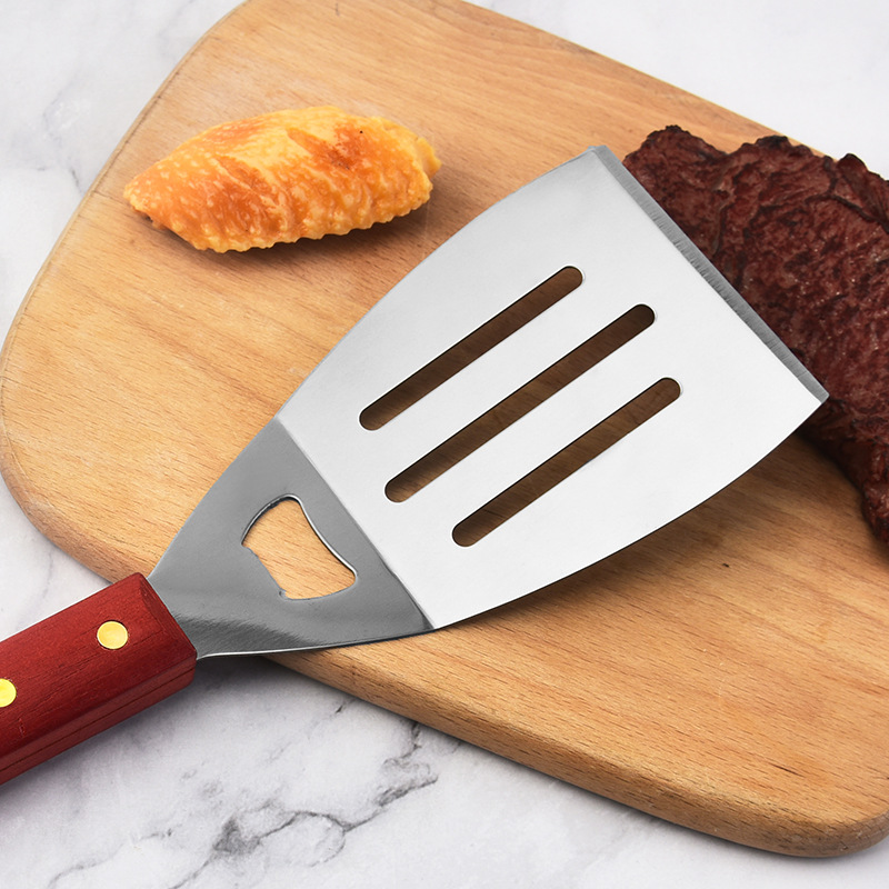 Outdoor camping portable apron baking tool suit BBQ tool apron wooden handle barbecue tool set of 6 manufacturers in stock