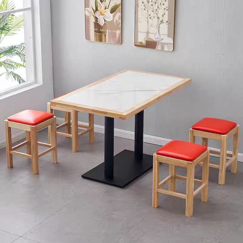 School Staff Canteen Tables and Chairs Burger Fried Chicken Shop Commercial Milk Tea Snack Fast Food Restaurant Catering Slate Table and Chair Combination