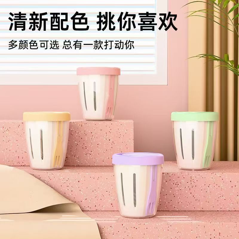 Ins Take-out Picnic with Fork Double Layer Dipping Water Cup Wind Fruit Cup Breakfast Salah Cup Use Portable Box