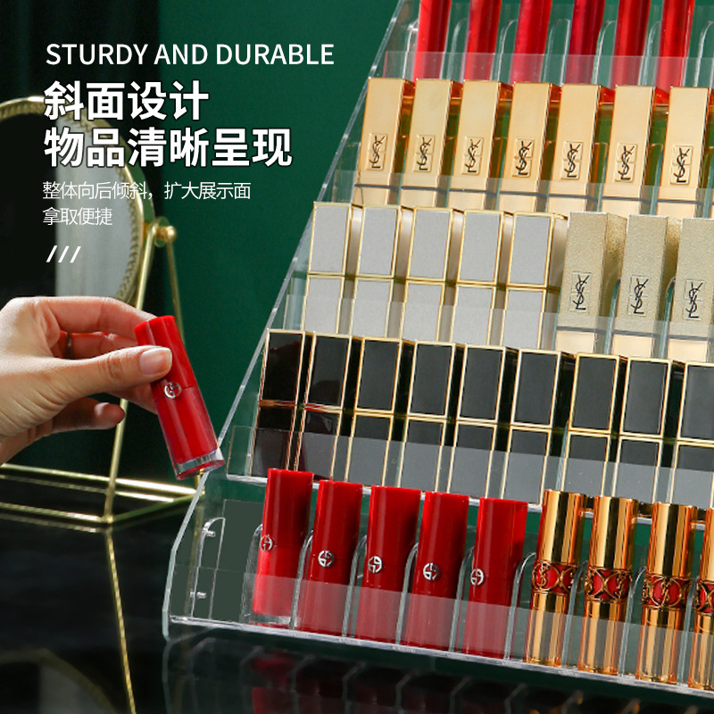 Transparent Lipstick Storage Rack, Acrylic Ladder Display Rack, Lip Glaze Powder Storage Box, Large Capacity Display Rack